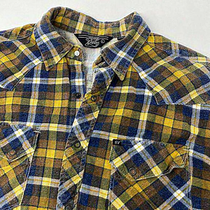 Vintage Plaid Button Down Shirt - Blue and Yellow